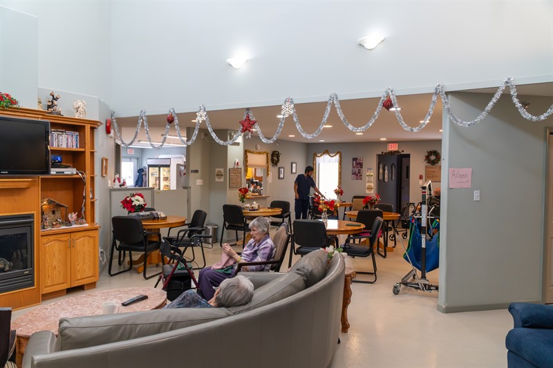 Elderly Residents of Borden Care Home relaxing on couch
